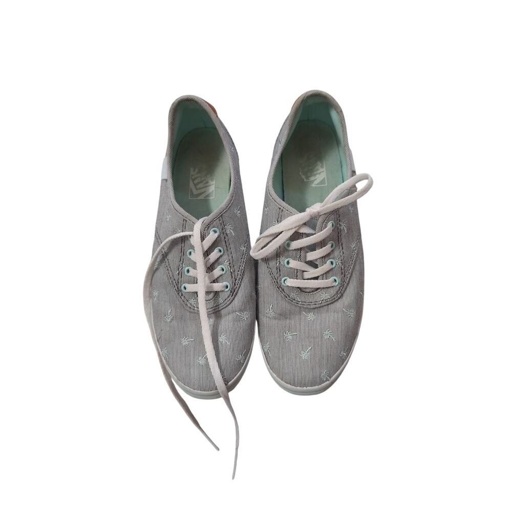 Vans Gray Palm Tree Low Top Sneakers Size 5 EUC Skate Shoes